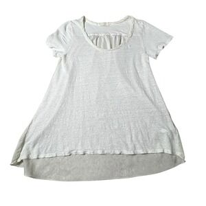 CP SHADES White‎ Relaxed Lagenlook Linen Top Tunic XS MADE IN USA Oversized